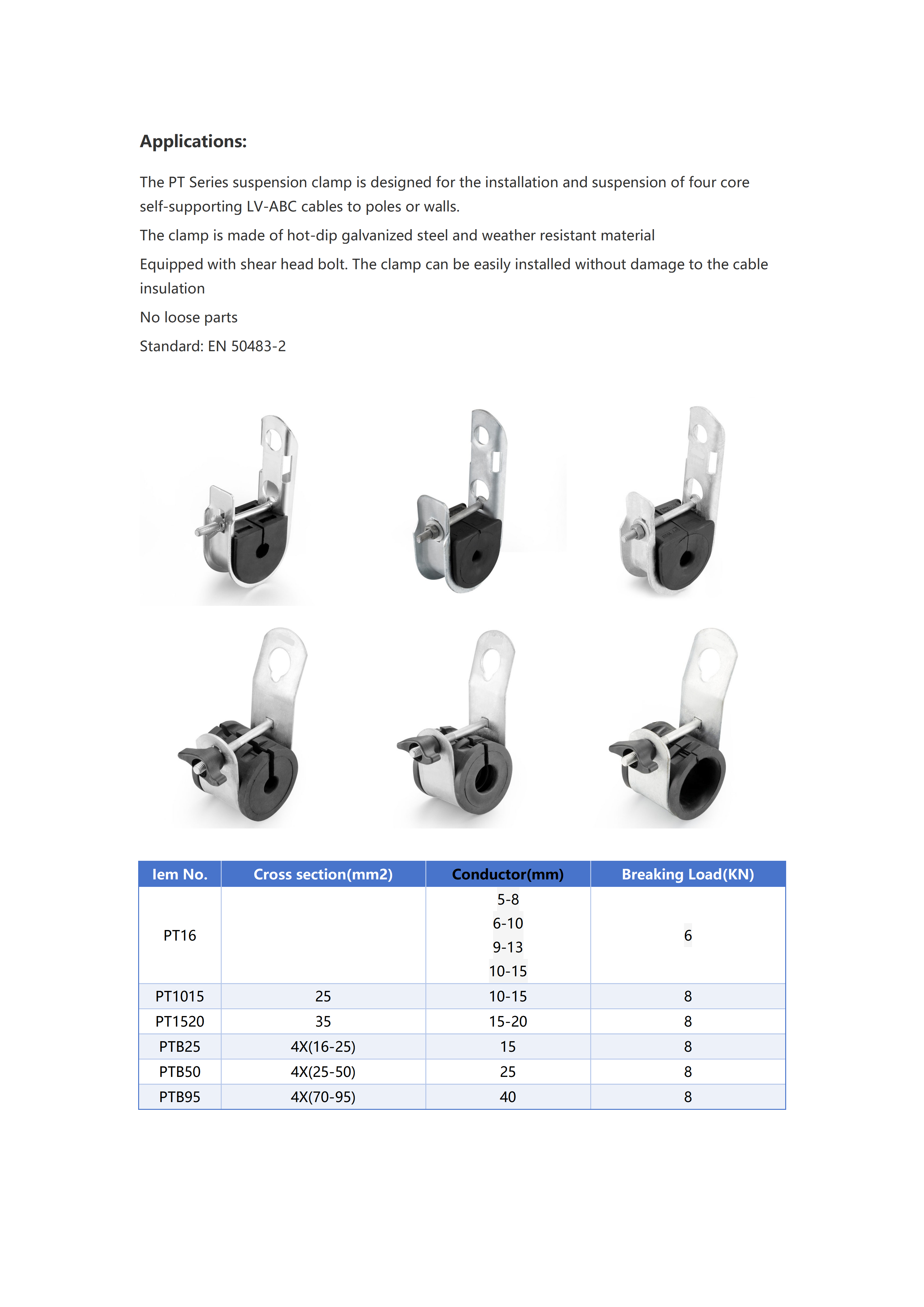 PTB-50 Suspension Clamp detail 1